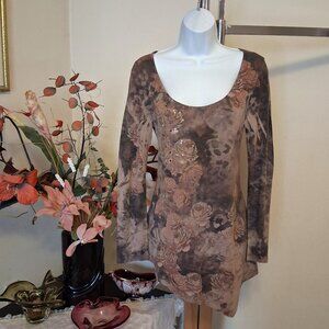 NWOT Brina & Em Women’s Floral Printed Blouse Top Long Sleeve Summer Tops 8